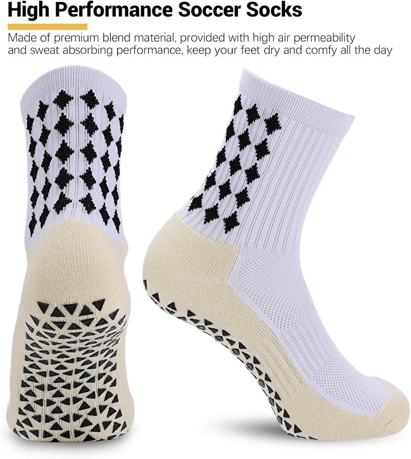 Ultrafun 5 Pairs Mens Grip Soccer Socks Non Slip Cushioned Crew Football Sports Socks - Image 4